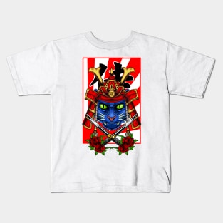 Samurai Cat | Red Kabuto Kids T-Shirt